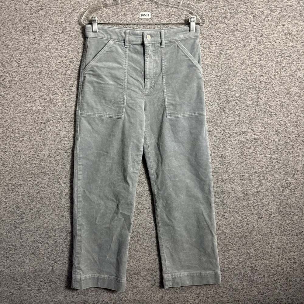 Club Monaco Women's 4 Gray / Blue High Rise Utility Straight Corduroy Pants